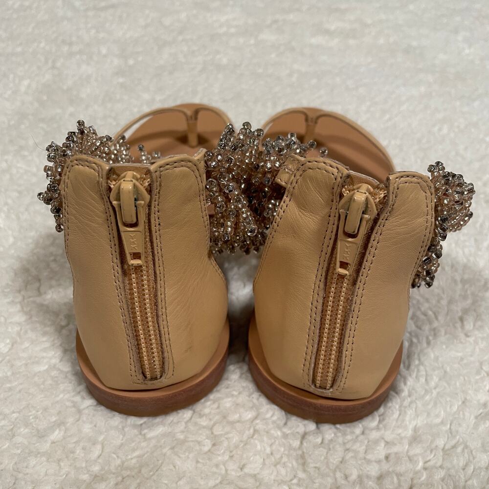 Ulla Johnson Imade Beaded Sandals RARE Flats Beige Thong Boho Fringe Strap‎ 6 - Picture 5 of 7